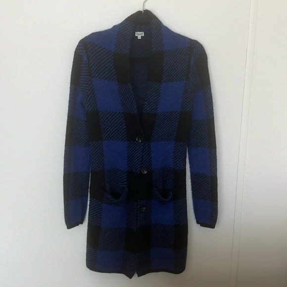 Cozy Knit Plaid Long Cardigan XS - Picture 1 of 3